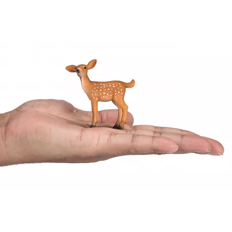 Figura de juguete de cervatillo Mojo pintada a mano con detalles realistas de la vida silvestre.