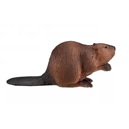 Figura de castor de juguete realista y artesanal para colección y educación.