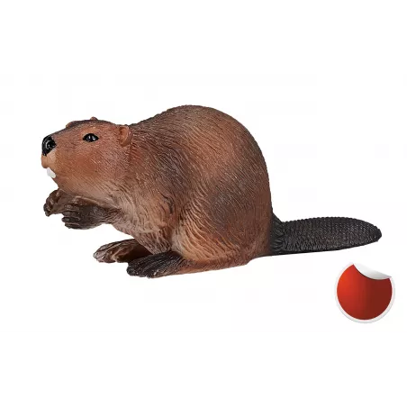 Figura de castor de juguete realista y artesanal para colección y educación.