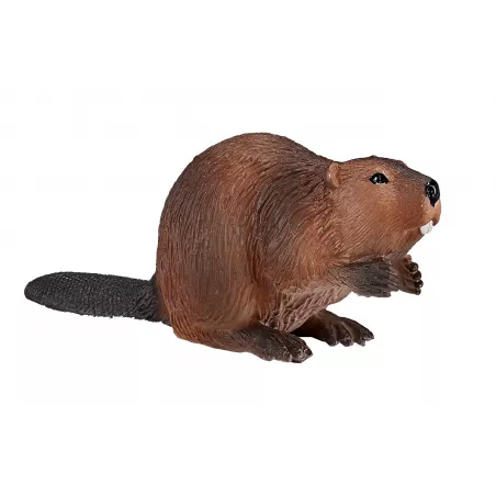 Figura de castor de juguete realista y artesanal para colección y educación.