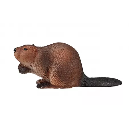 Figura de castor de juguete realista y artesanal para colección y educación.