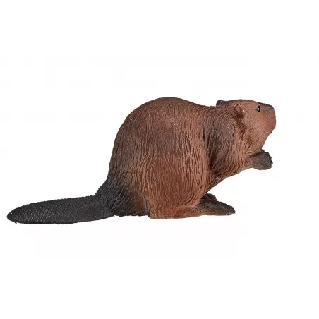 Figura de castor de juguete realista y artesanal para colección y educación.