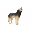 Figura realista de lobo aullador con detalles de alta calidad para decoración y coleccionistas.