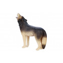 Figura realista de lobo aullador con detalles de alta calidad para decoración y coleccionistas.