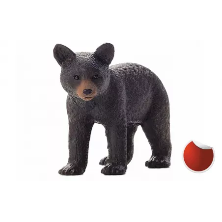 Figura de cachorro de oso negro Mojo pintada a mano, juguete educativo y de colección realista.
