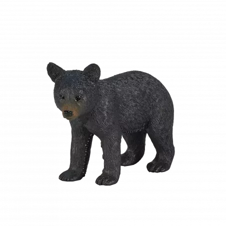 Figura de cachorro de oso negro Mojo pintada a mano, juguete educativo y de colección realista.