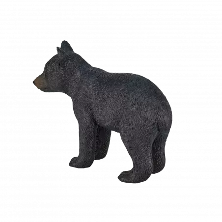 Figura de cachorro de oso negro Mojo pintada a mano, juguete educativo y de colección realista.