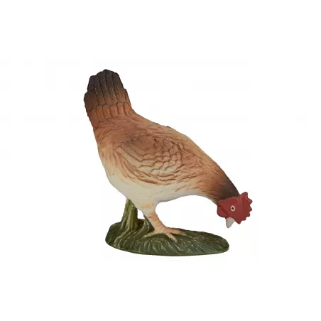 Figura decorativa de gallina comiendo con diseño detallado y estilo rústico para el hogar.