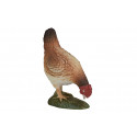 Figura decorativa de gallina comiendo con diseño detallado y estilo rústico para el hogar.