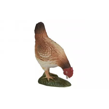 Figura decorativa de gallina comiendo con diseño detallado y estilo rústico para el hogar.