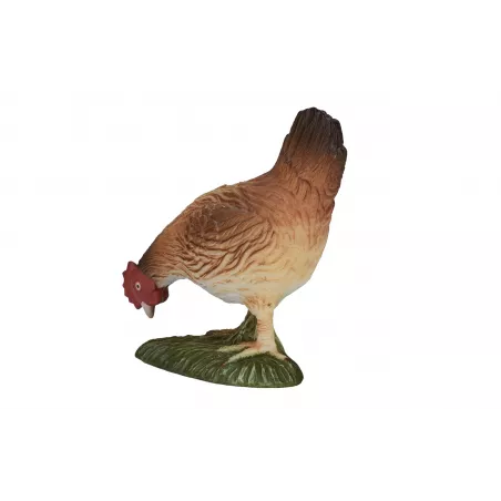 Figura decorativa de gallina comiendo con diseño detallado y estilo rústico para el hogar.