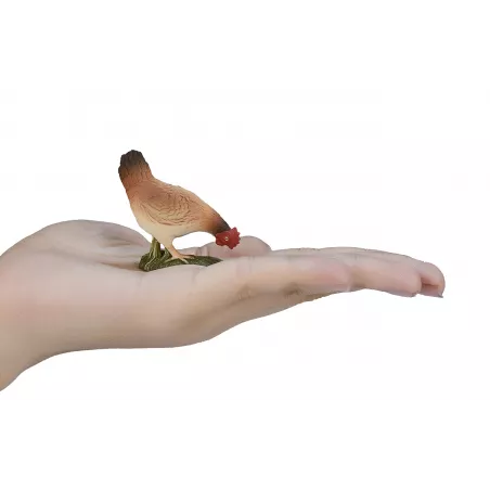 Figura decorativa de gallina comiendo con diseño detallado y estilo rústico para el hogar.