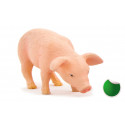 Figura decorativa de cerdito comiendo para decoración de estanterías y escritorios.