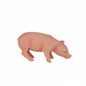 Figura decorativa de cerdito comiendo para decoración de estanterías y escritorios.