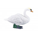 Figura decorativa detallada de cisne mudo en postura serena para decoración de hogar.