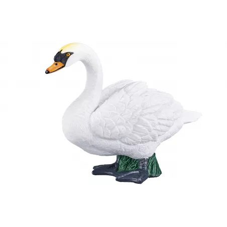 Figura decorativa detallada de cisne mudo en postura serena para decoración de hogar.