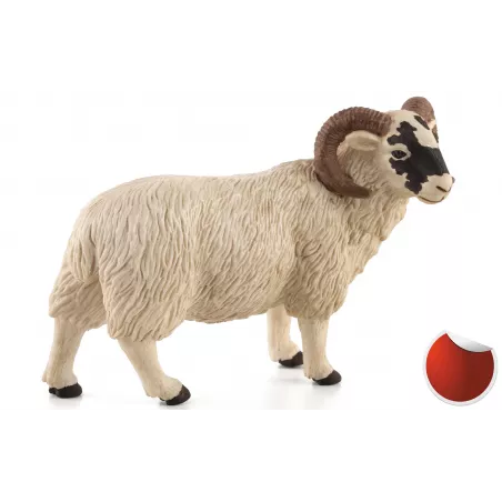 Figura decorativa de carnero de cabeza negra artesanal con acabado rústico y detallado.