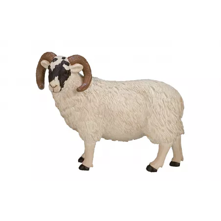 Figura decorativa de carnero de cabeza negra artesanal con acabado rústico y detallado.
