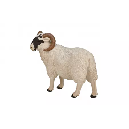 Figura decorativa de carnero de cabeza negra artesanal con acabado rústico y detallado.