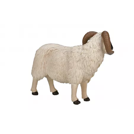 Figura decorativa de carnero de cabeza negra artesanal con acabado rústico y detallado.