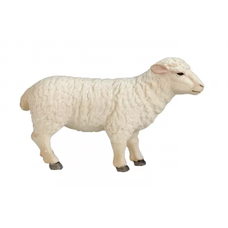 Figura de oveja realista y detallada de 8x5x3 cm para juego infantil o decoración de granja.