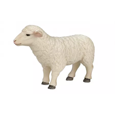 Figura de oveja realista y detallada de 8x5x3 cm para juego infantil o decoración de granja.