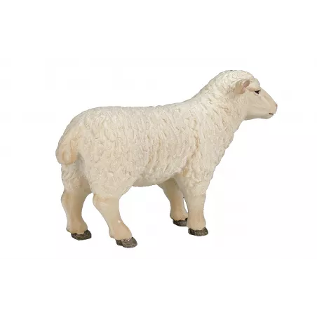 Figura de oveja realista y detallada de 8x5x3 cm para juego infantil o decoración de granja.