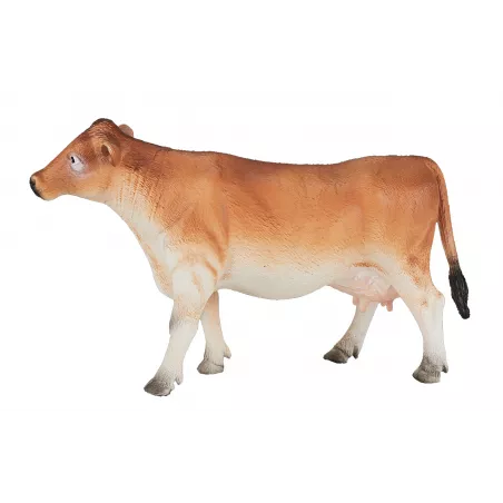 Figura detallada de vaca Jersey de 14x7x4 cm para decoración del hogar y coleccionistas.