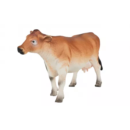 Figura detallada de vaca Jersey de 14x7x4 cm para decoración del hogar y coleccionistas.