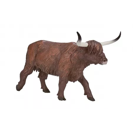 Figura decorativa de vaca Highland de la marca Mojo con detalles realistas para decoración rústica del hogar.