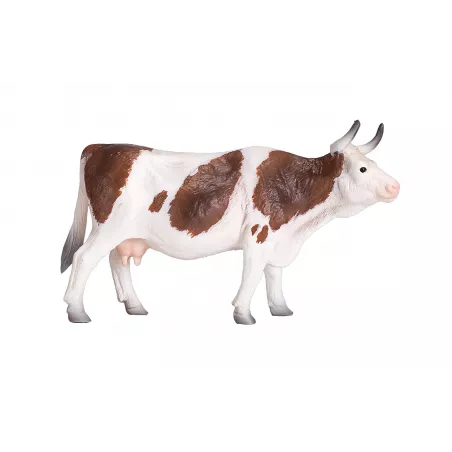 Figura realista de vaca Simmental detallada para coleccionistas y maquetas de granjas.