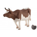 Figura realista de vaca Simmental detallada para coleccionistas y maquetas de granjas.