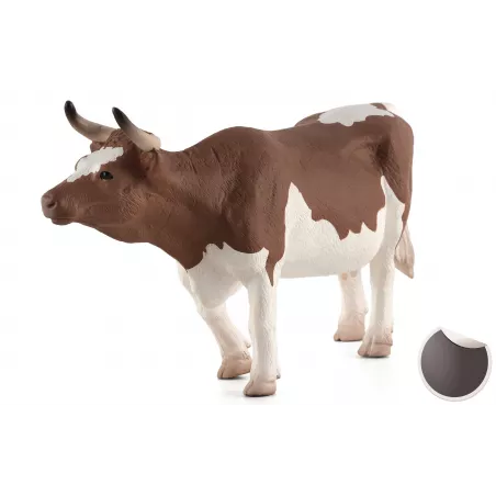 Figura realista de vaca Simmental detallada para coleccionistas y maquetas de granjas.