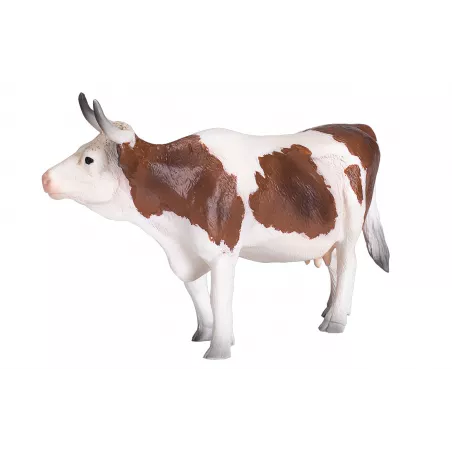 Figura realista de vaca Simmental detallada para coleccionistas y maquetas de granjas.