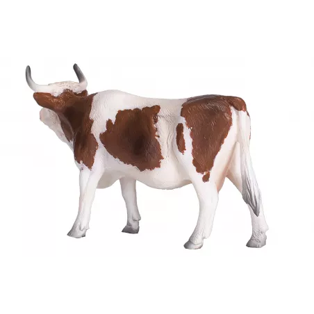Figura realista de vaca Simmental detallada para coleccionistas y maquetas de granjas.