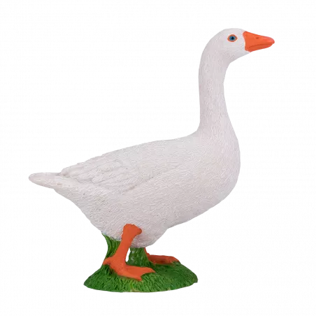 Figura decorativa de ganso blanco con acabado brillante para decoración de interiores.