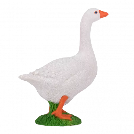 Figura decorativa de ganso blanco con acabado brillante para decoración de interiores.