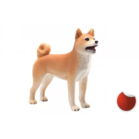Figura decorativa realista de perro Shiba Inu japonés para estantería y coleccionistas.