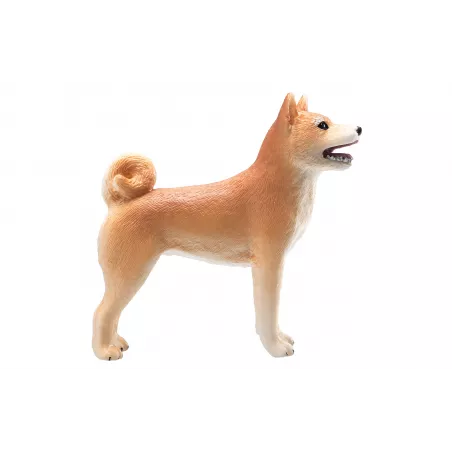Figura decorativa realista de perro Shiba Inu japonés para estantería y coleccionistas.
