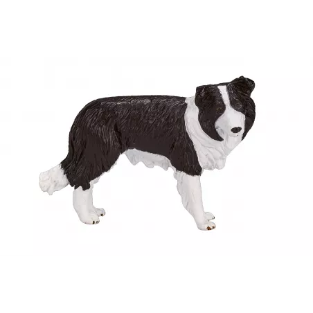 Figura de colección realista de perro Border Collie con acabados detallados.