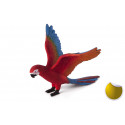 Loro decorativo de estilo tropical y diseño realista para estantería o mesa.