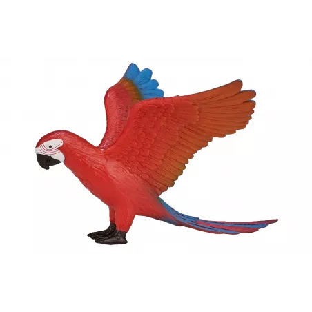 Loro decorativo de estilo tropical y diseño realista para estantería o mesa.