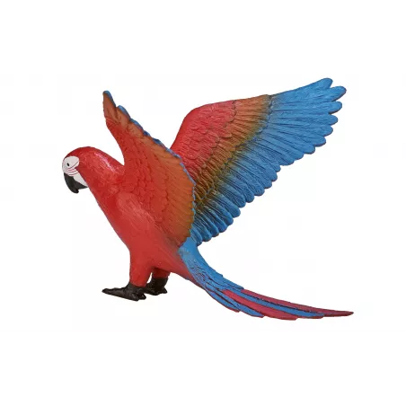 Loro decorativo de estilo tropical y diseño realista para estantería o mesa.