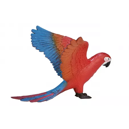 Loro decorativo de estilo tropical y diseño realista para estantería o mesa.
