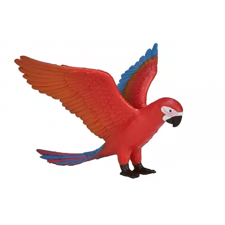Loro decorativo de estilo tropical y diseño realista para estantería o mesa.