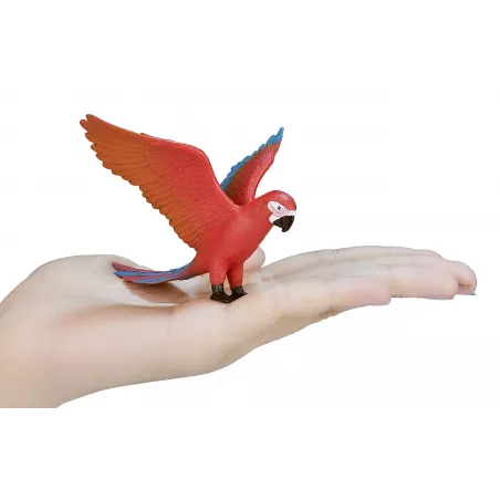 Loro decorativo de estilo tropical y diseño realista para estantería o mesa.