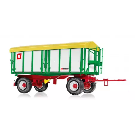 Remolque agrícola a escala 1:32 Kröger HKD 302 de Wiking fabricado en zinc con plataforma basculante.