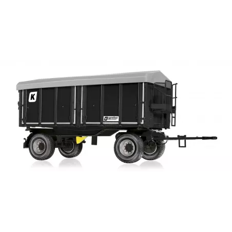 Remolque agrícola Kröger HKD 302 negro a escala 1:32 con chasis de zinc para coleccionistas.