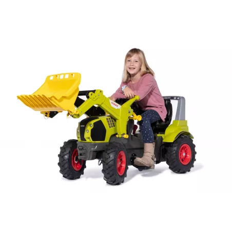Tractor de pedales CLAAS Arion 660 con pala cargadora frontal y neumáticos de juguete para niños