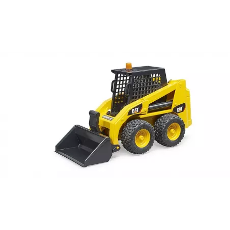 Cargadora compacta CAT de juguete a escala 1:16 con pala frontal móvil y neumáticos perfilados.